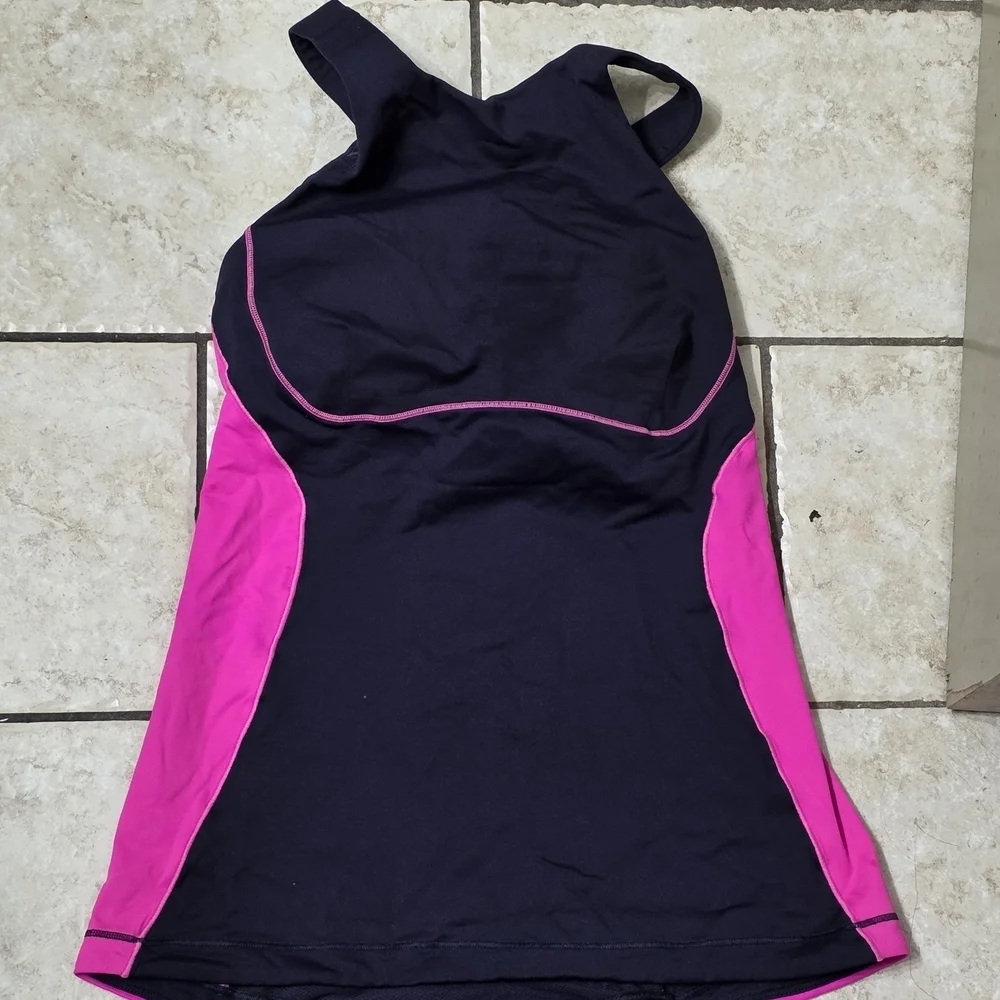 Lululemon Athletica Dark Blue and Bright Pink Tank Top